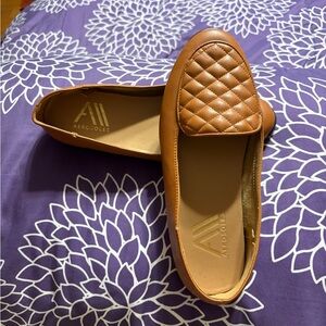 Aerosoles Women's Briella Quilted Ballet Flats in a cognac brown color.